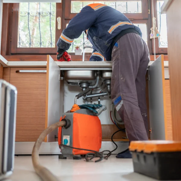 A picture showing a plumber cleaning a drain in a Scottsdale residence.